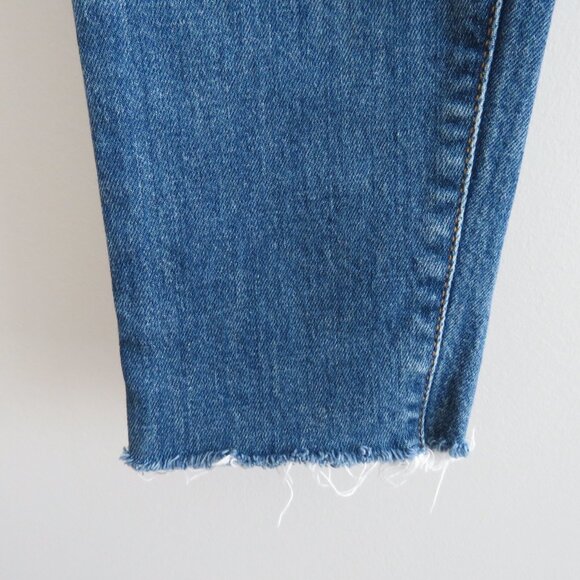 R13 Boy Skinny Jeans in Emerson Blue Wash Raw Hem - Size 24 - Picture 7 of 14